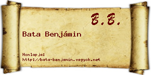 Bata Benjámin névjegykártya